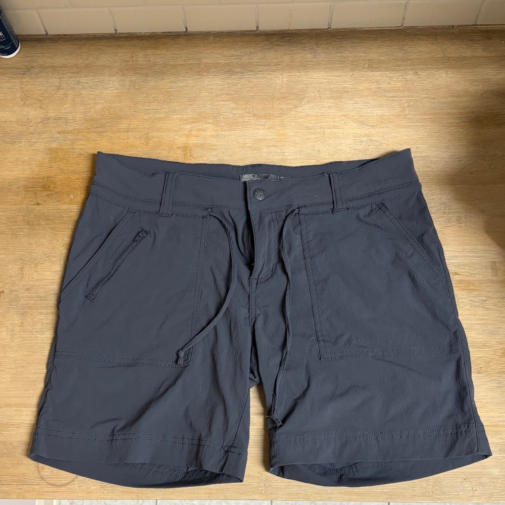PrAna Women’s Size 12 Nora Shorts ripstop nylon grey drawstring